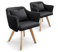 Lot de 2 fauteuils scandinaves Dantes Tissu Noir