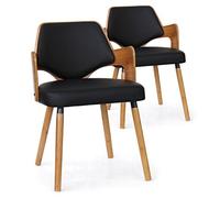 Menzzo Dima Lot de 2 Chaises scandinave, Bois, Bois Naturel/Noir, 51 x 51 x 72 cm