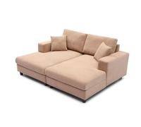MENZZO Duo de méridiennes Fabien combinables en canapé profond Velours côtelé Beige -Canapé : L196 x P150 x H90 cmLa