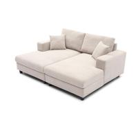 MENZZO Duo de méridiennes Fabien combinables en canapé profond Velours côtelé Crème -Canapé : L196 x P150 x H90 cmLa