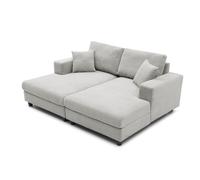 MENZZO Duo de méridiennes Fabien combinables en canapé profond Velours côtelé Gris clair -Canapé : L196 x P150 x H90 cmLa