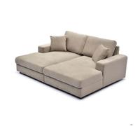 MENZZO Duo de méridiennes Fabien combinables en canapé profond Velours Taupe -Canapé : L196 x P150 x H90 cmLa méridienne : L98