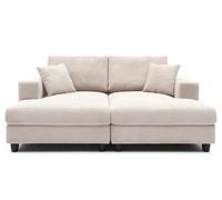 Menzzo Duo de méridiennes Fabien combinables - Velours côtelé crème - Canapé modulable Profond Design Contemporain et cocooning