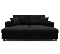 Menzzo Duo de méridiennes Fabien combinables - Velours côtelé Noir - Canapé modulable Profond Design Contemporain et Lounge