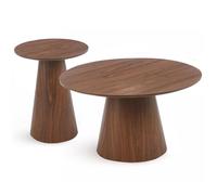 MENZZO Ensemble de 2 tables basses rondes Callie Bois noisette