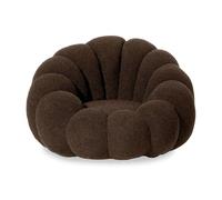 Menzzo Fauteuil ARIELINA Design Coquillage Tissu Bouclette Marron - Fauteuil Cocooning Moderne 98 cm - Chaise Salon Confortable Style Élégant et Original