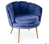 MENZZO Fauteuil arrondi Brenda Velours Bleu