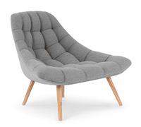 Menzzo Fauteuil Danios, Tissu Gris Clair Doux - Assise Confortable et Dossier Enveloppant, Pieds élégants - Fauteuil Design pour Salon, Bureau, Chambre ou Coin détente