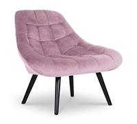 Menzzo Fauteuil Danios Velours Rose - Fauteuil Design Moderne avec Accoudoirs Rembourrés - Fauteuil Lounge Confortable pour Salon, Chambre ou Coin Lecture - L100 x P82 x H82 cm