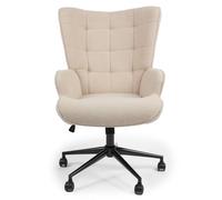 Menzzo Fauteuil de Bureau Moderne à Haut Dossier Florelo Tissu Bouclette Beige