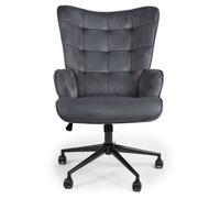 MENZZO Fauteuil de bureau moderne à haut dossier Florelo Velours Gris