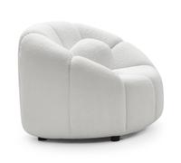 MENZZO Fauteuil design arrondi Sidonie Tissu bouclette Blanc