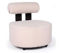 Menzzo Fauteuil Design Canelo - Structure Bois foncé & Tissu Bouclette Beige, Confort Contemporain pour Salon ou Chambre