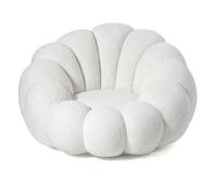 MENZZO Fauteuil design coquillage Arielina Tissu bouclette Blanc