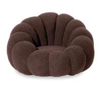 MENZZO Fauteuil design coquillage Arielina Tissu bouclette Marron