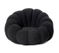 MENZZO Fauteuil design coquillage Arielina Tissu bouclette Noir