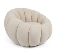 MENZZO Fauteuil design coquillage Horizan Tissu bouclette Crème