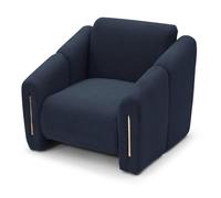 MENZZO Fauteuil design Maximilien Métal doré et Velours côtelé Bleu foncé