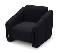 MENZZO Fauteuil design Maximilien Métal doré et Velours côtelé Noir