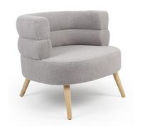 MENZZO Fauteuil design scandinave arrondi Riviani Tissu bouclette Gris
