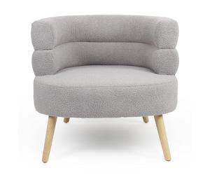 Menzzo Fauteuil Design scandinave Arrondi Riviani Tissu Bouclette Gris
