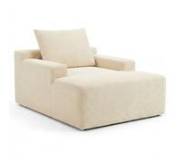 MENZZO Fauteuil lounge style méridienne Rodin Velours côtelé Beige