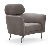 MENZZO Fauteuil moderne avec haut dossier Damigal Tissu doux Gris taupe