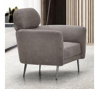 Menzzo Fauteuil Moderne DAMIGAL Tissu Doux Gris Taupe - Haut Dossier Ergonomique - Assise Confortable - Design Contemporain - L72 x P78 x H98 cm