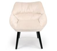 Menzzo Fauteuil Patrick - Design Moderne en Velours Beige - Assise Confortable Rembourrée - Siège Lounge pour Salon, Chambre ou Bureau
