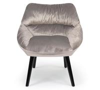 Menzzo Fauteuil Patrick - Design Moderne en Velours Gris- Assise Confortable Rembourrée - Siège Lounge pour Salon, Chambre ou Bureau