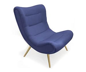 Menzzo Fauteuil scandinave Romilly Tissu Bleu