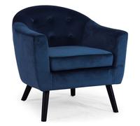 MENZZO Fauteuil scandinave Savoy Velours Bleu