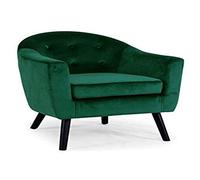 Menzzo Fauteuil scandinave Savoy Velours Vert - Dossier capitonné - Design Nordique Moderne - Fauteuil Lounge Confortable - L78 x P73 x H79 cm