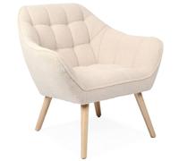 Menzzo Fauteuil Scandinave ZENTAO en Tissu Bouclette Beige - Design Moderne Confortable - L83 x P75 x H76 cm