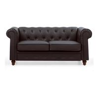 MENZZO Grand canapé 2 places Chesterfield Marron -L158 x P82 x H72 cm