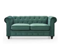 MENZZO Grand canapé 2 places Chesterfield Velours Vert -L158 x P82 x H72 cm