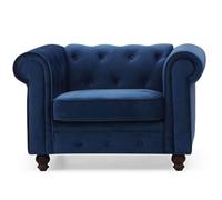 MENZZO Grand fauteuil Chesterfield Velours Bleu