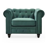 MENZZO Grand fauteuil Chesterfield Velours Vert