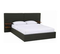 MENZZO Lit-coffre complet avec tablettes et ports USB intégrés Lukas 180x200cm Tissu Vert - Tissu Lit : L258 x P217 x H110 cm<br