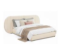 MENZZO Lit-coffre complet avec tête de lit modulable Cocon 160x200cm Tissu Beige
