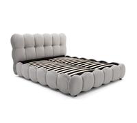 MENZZO Lit-coffre design boule Bilbola avec sommier relevable 160x200cm Velours Gris - Velours Lit complet : L187 x P223 x H110 cm -