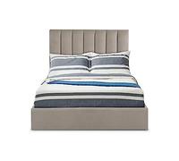 Menzzo Lit Coffre SONGE 140x190 cm Velours Taupe - Lit Double avec Sommier Relevable et Grand Espace de Rangement - Lit Design Moderne Chambre Adulte