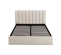 Menzzo Lit Coffre Songe 160 cm avec Sommier - Tissu Beige - Grand Rangement & Confort Optimal - Parfait Chambre Adulte