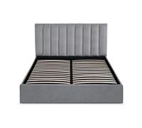 Menzzo Lit Coffre Songe 160x200 cm - Lit Double avec sommier relevable et tête de lit rembourrée, Velours Argent, Coffre de Rangement intégré, lit Design Chambre Adulte