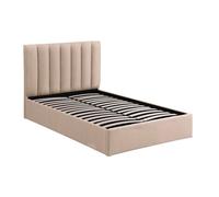 MENZZO Lit Coffre Songe + Sommier Tissu Beige 140cm - Tissu L148 x P207 x H112 cm