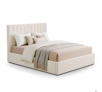 MENZZO Lit Coffre Songe + Sommier Tissu bouclette Beige 180cm