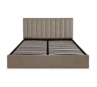 MENZZO Lit Coffre Songe + Sommier Velours Taupe 180cm - Velours L189 x P217 x H112 cm