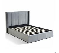 MENZZO Lit double Magorial avec sommier relevable 140x190cm Velours Gris - Velours L148 x P207 x H110 cmHauteur pied de lit :