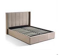 MENZZO Lit double Magorial avec sommier relevable 140x190cm Velours Taupe
