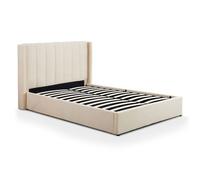 MENZZO Lit double Magorial avec sommier relevable 160x200cm Tissu Bouclette Crème - Tissu bouclette,Tissu L170 x P217 x H110 cm<br
